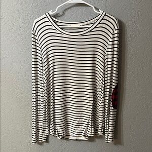 12 Pm By Mon Ami Black and White Striped Long Sleeve Top